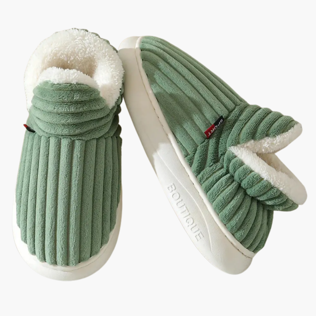 Dames Pluche Slippers – Geribbelde Binnen Schoenen