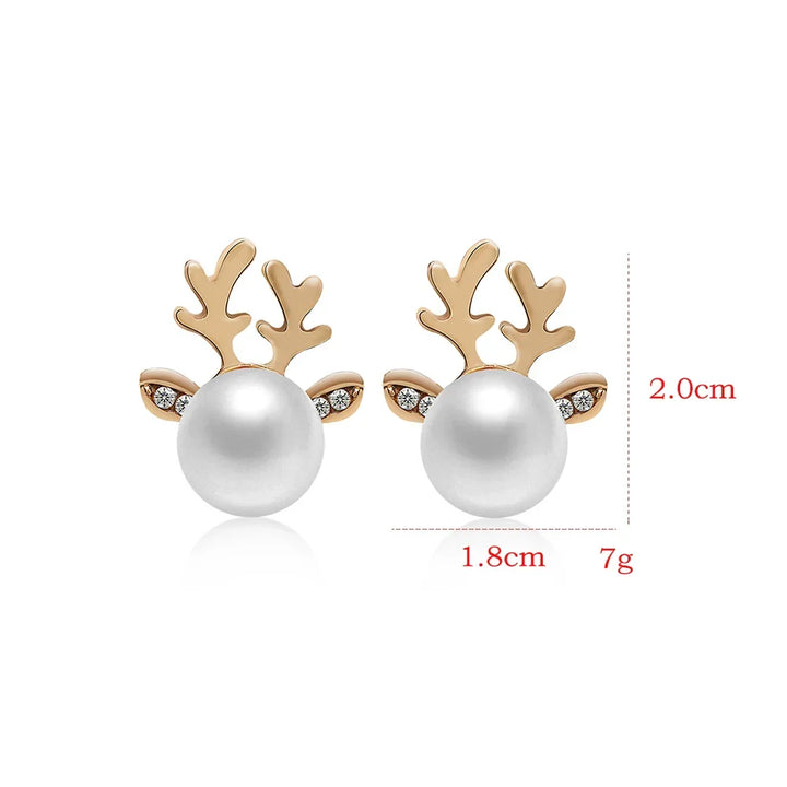 Kerst Rendier Parel Oorbellen