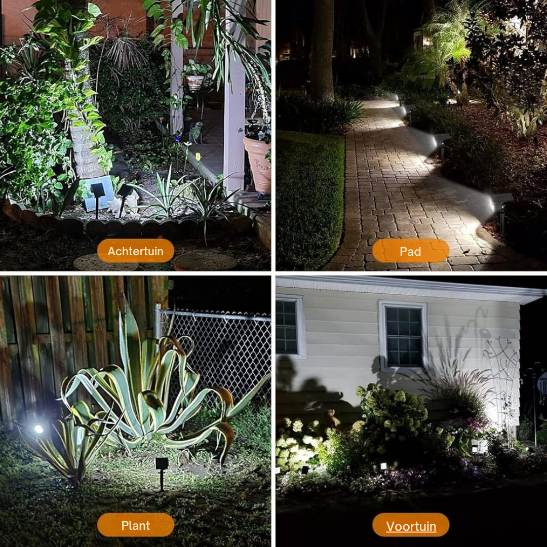 Tuinspot op zonne-energie met verstelbare kop, 3 helderheidsstanden, IP65 waterdicht