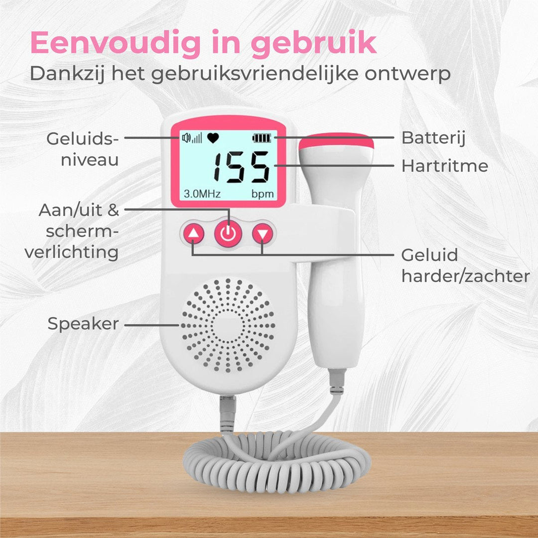Foetale Hartslagmonitor Doppler voor Zwangere Vrouwen Ultrageluidstechnologie met LCD-scherm