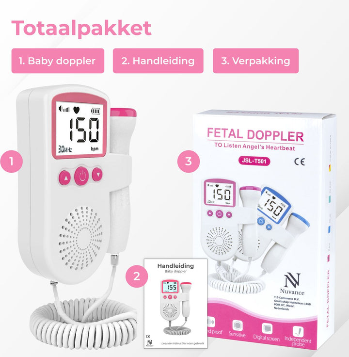 Foetale Hartslagmonitor Doppler voor Zwangere Vrouwen Ultrageluidstechnologie met LCD-scherm