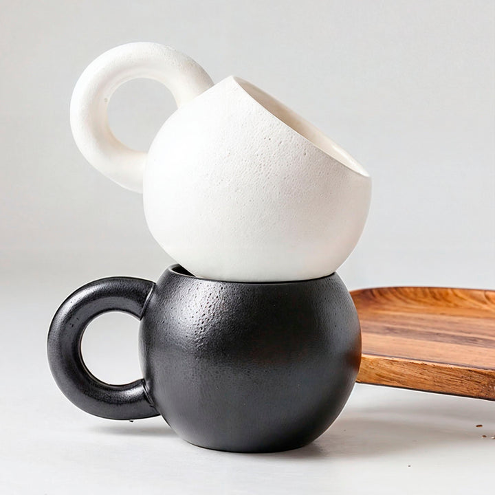 ElegantSip - Luxe Porseleinen Mok Met Geometrisch Design