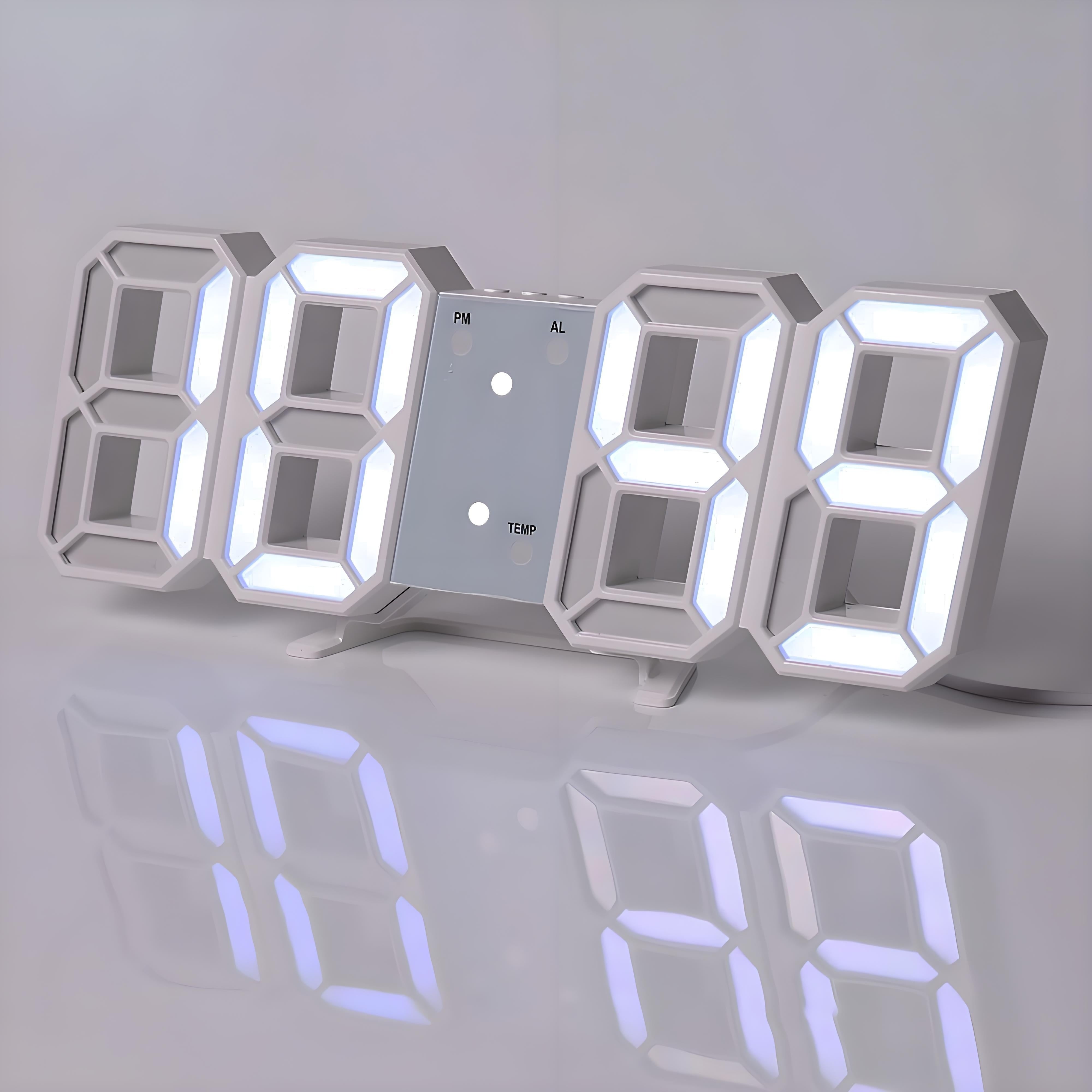 GlowClock - Moderne LED 3D Digitale Klok met Kalender & Temperatuurweergave