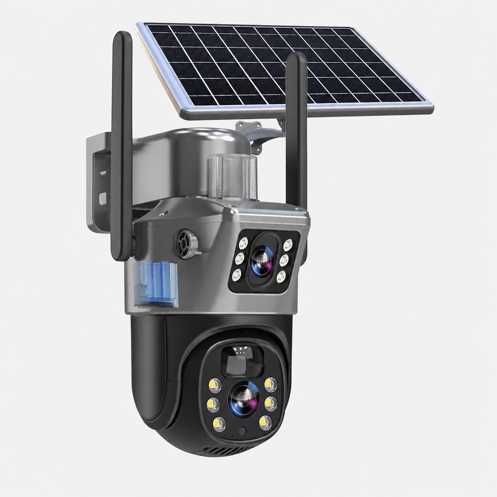 Zonne-Energie Beveiligingscamera 4K met Dubbele Lens – Solvexa