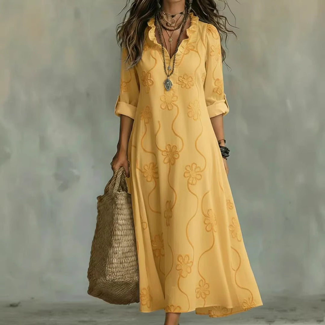 Printed Loose-fit Casual Robe Dress
