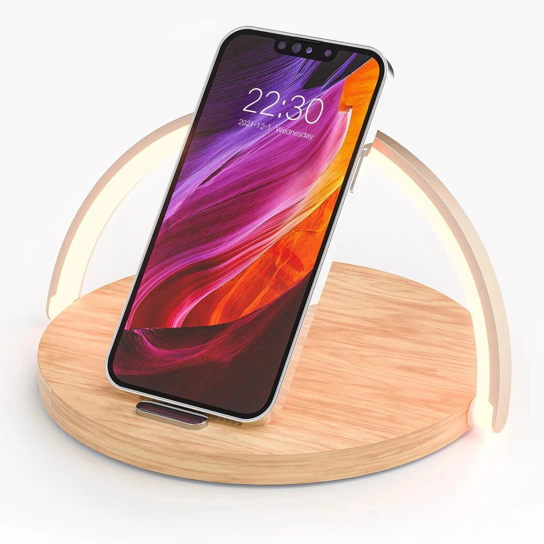 BrightCharge - Draadloze 15W Oplader met Instelbare Tafellamp voor iPhone & AirPods