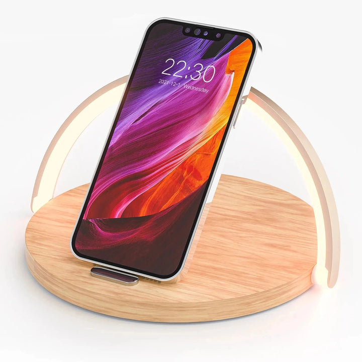 BrightCharge - Draadloze 15W Oplader met Instelbare Tafellamp voor iPhone & AirPods