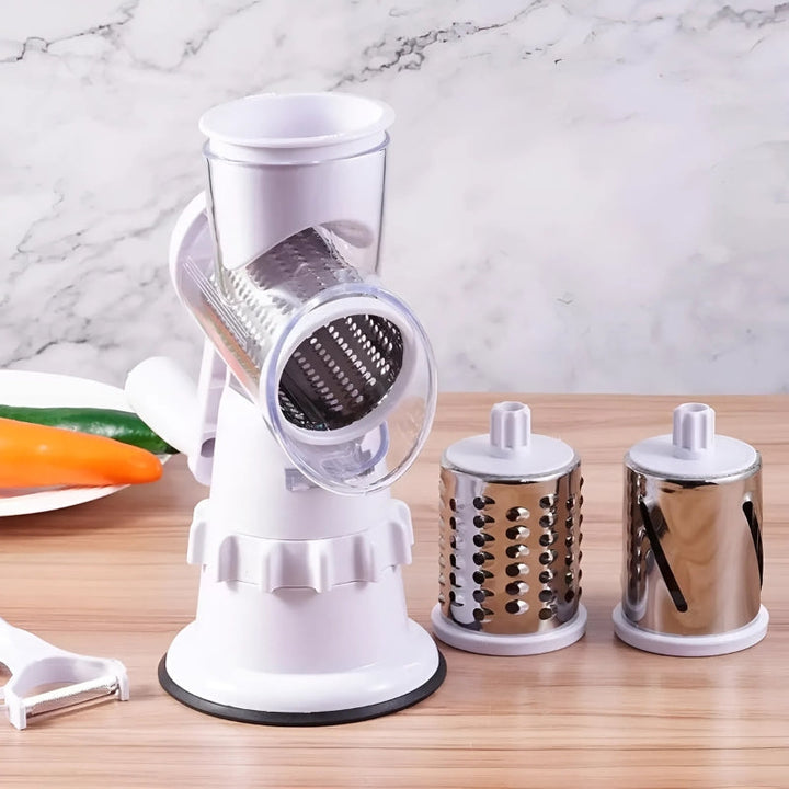 SliceMate - Compacte 3-in-1 Groentesnijder Voor Snijden, Rasp & Hak Gemak