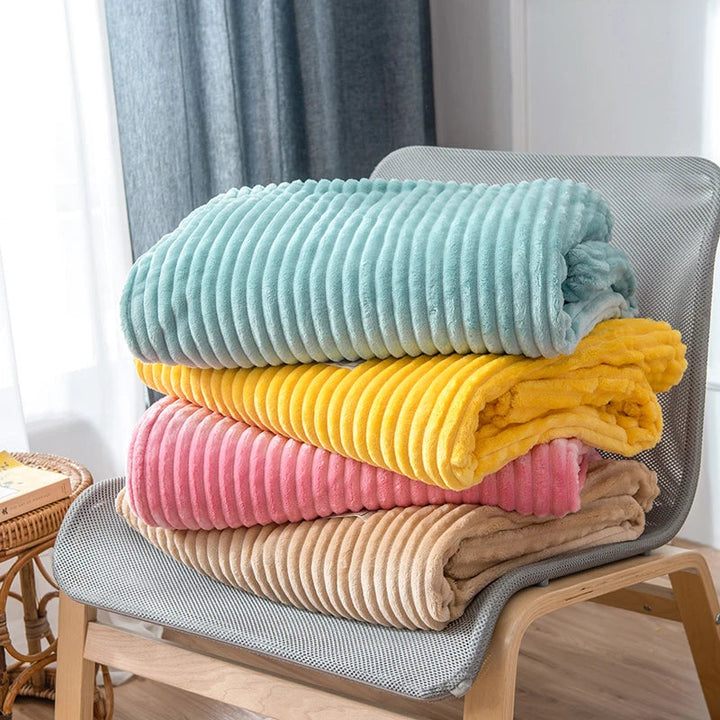 CozyVibe - Gestreepte Flanellen Deken Voor Warmte en Stijl