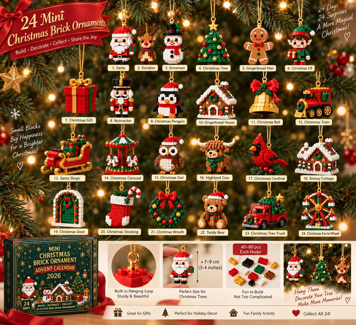 Kerst-adventskalender met 24 mini-bouwsteensets