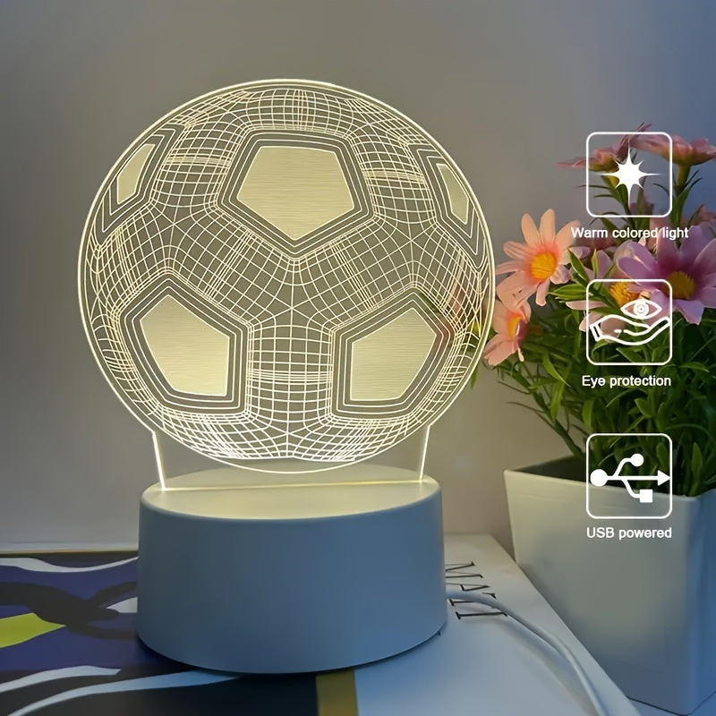 GlowBall - Voetbal LED Nachtlamp met USB Voeding en Acryl Design