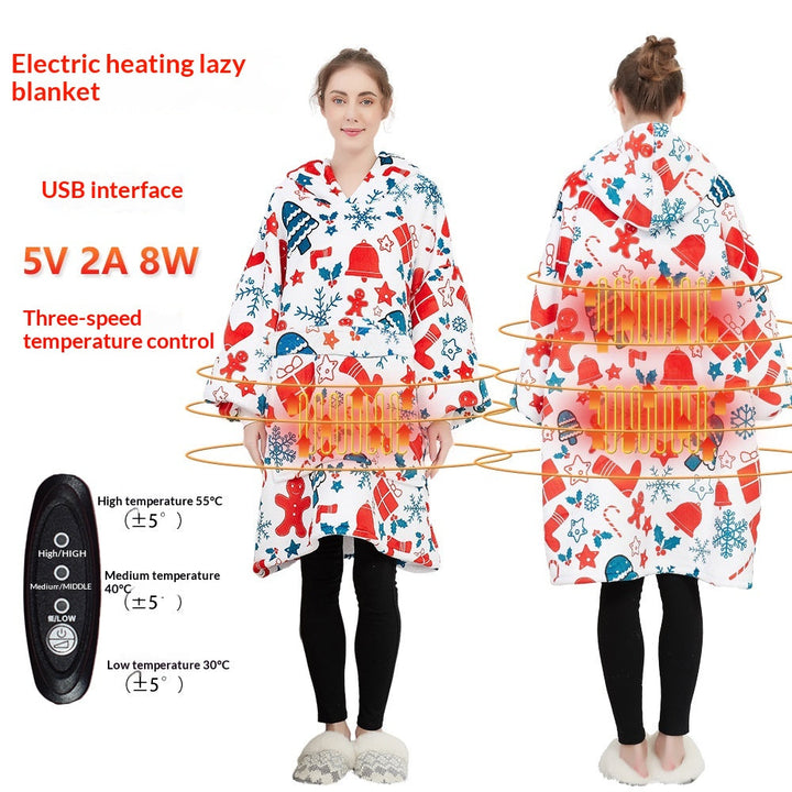Verwarmde oversized hoodie-deken van sherpa met 3 standen