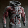 Gebreide Halloween-hoodie voor heren met 3D-skeletontwerp, lange mouwen