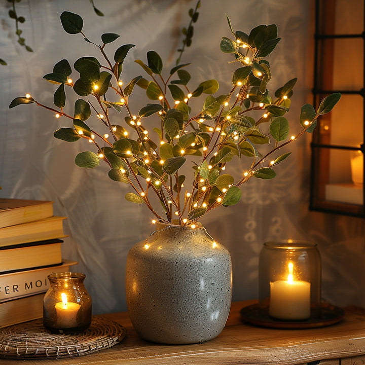 GlowDecor - LED Olijftak Verlichting 70cm | Warm Wit Batterij Decor Licht