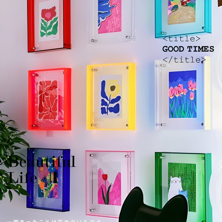 Neon acryl fotolijst – retro jaren 80-stijl, moderne decoratieve fotolijst