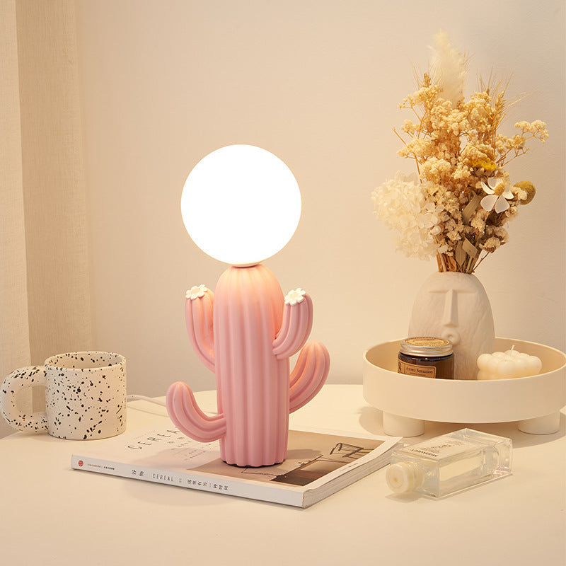 GlowCactus - Creatieve Tafellamp met Pluche Ontwerp en Glazen Kap