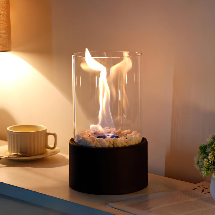 Everlasting Flame olielamp, elegante glazen cilinder met klassieke gloed