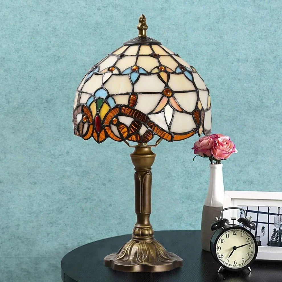 Antieke Lamp van Gekleurd Glas - Tijdloze Elegantie & Vakmanschap