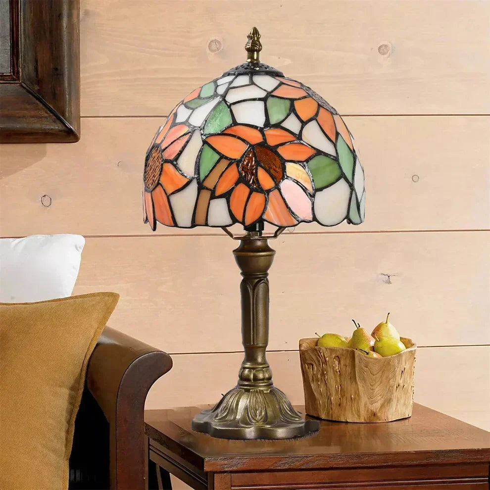 Antieke Lamp van Gekleurd Glas - Tijdloze Elegantie & Vakmanschap