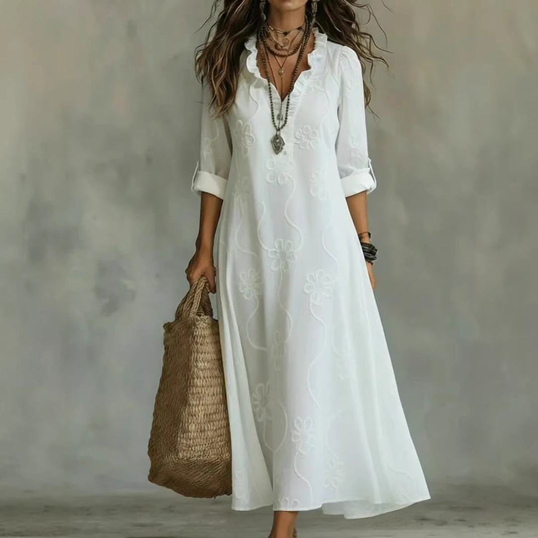 Printed Loose-fit Casual Robe Dress