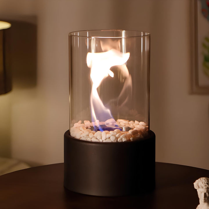 Everlasting Flame olielamp, elegante glazen cilinder met klassieke gloed