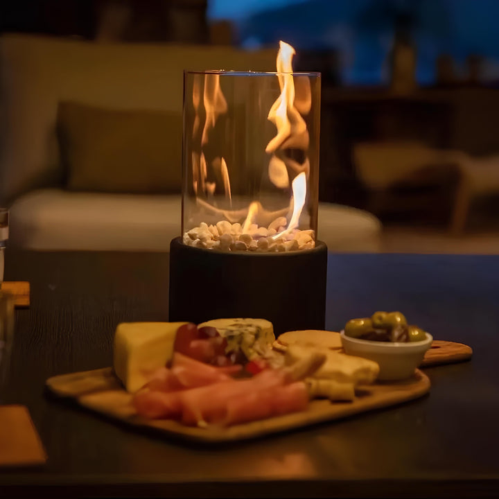 Everlasting Flame olielamp, elegante glazen cilinder met klassieke gloed