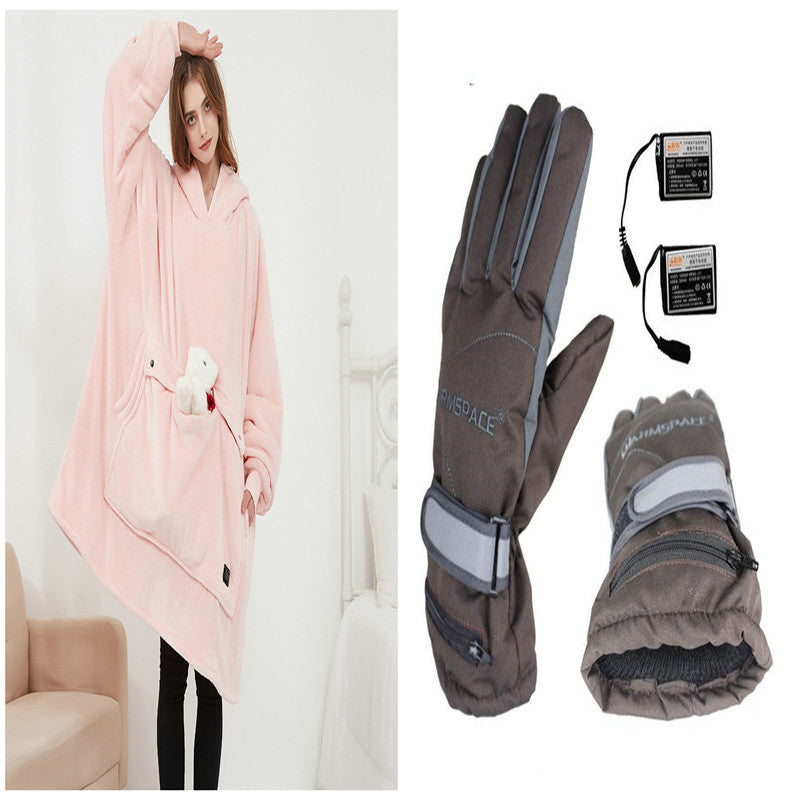 Verwarmde oversized hoodie-deken van sherpa met 3 standen