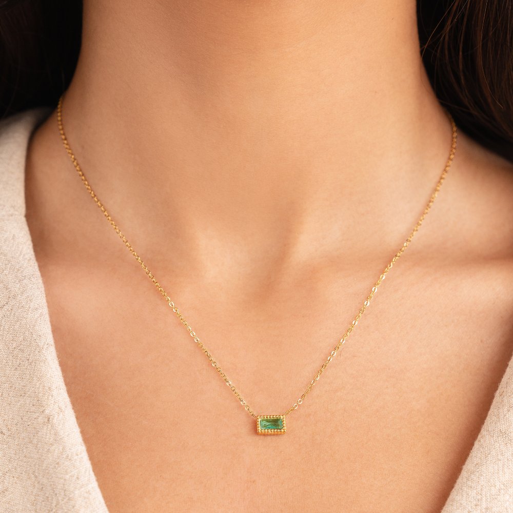 Baguette Geboortesteen Ketting.