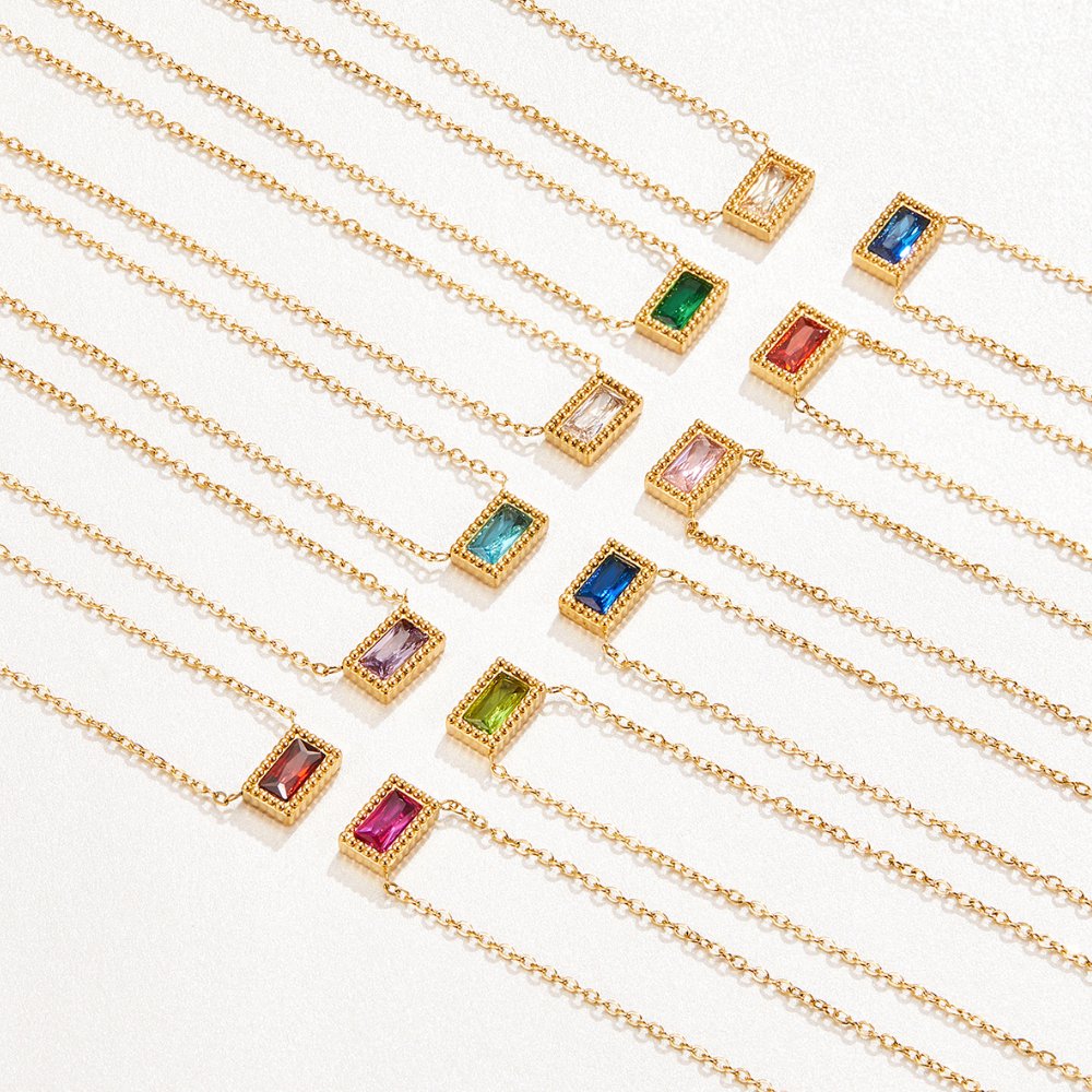 Baguette Geboortesteen Ketting.