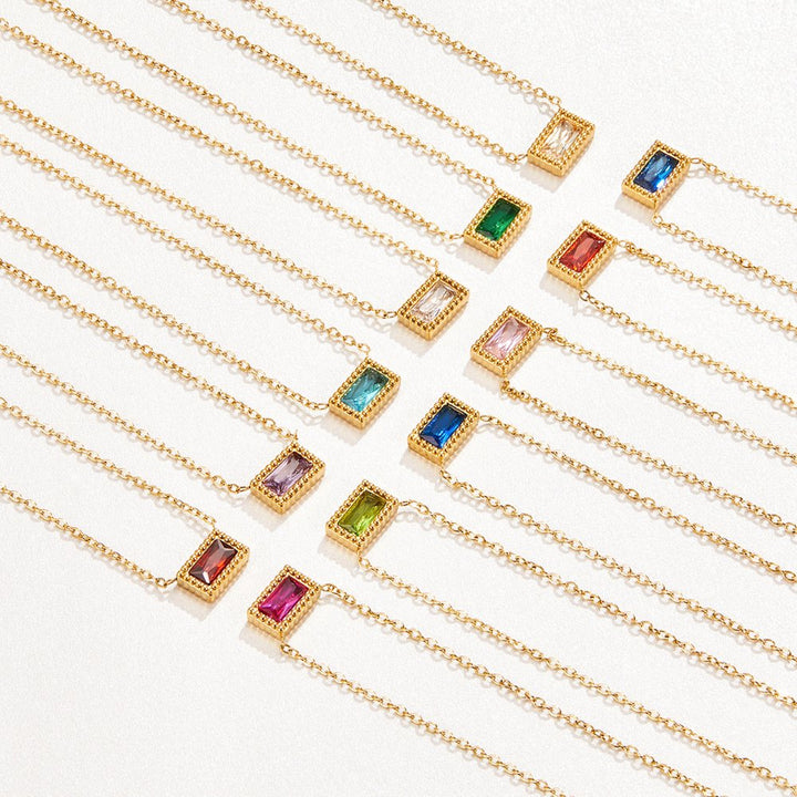 Baguette Geboortesteen Ketting.