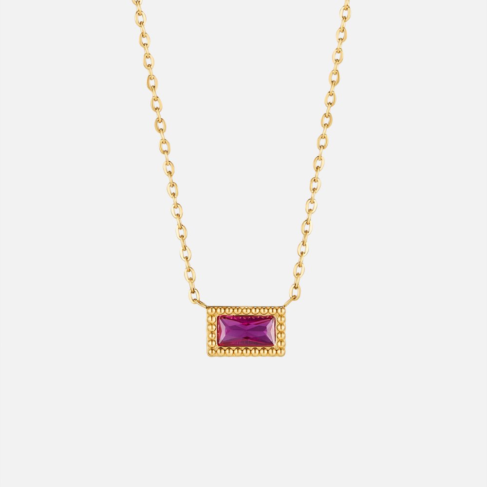 Baguette Geboortesteen Ketting.