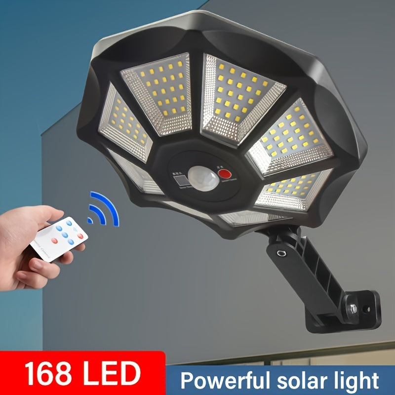 BrightBeam - Krachtige 168 LED Solarlamp met Bewegingssensor en Wandmontage