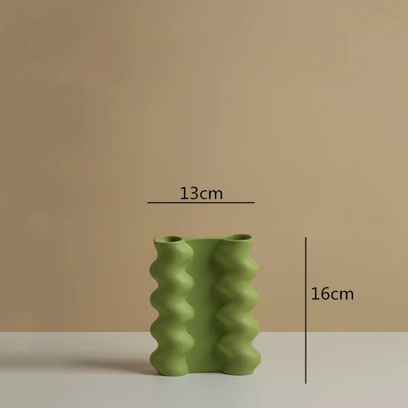 ModernVibe - Geometrische Keramische Bloemenvaas Voor Stijlvolle Woondecoratie