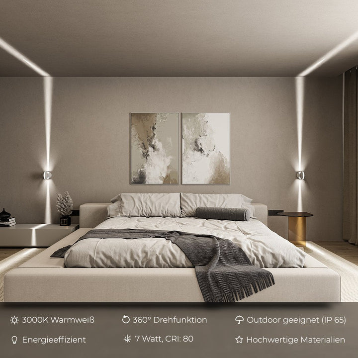LED-wandlamp met spotfunctie | 360° draaibare lampkop | vierkante lichtkegel