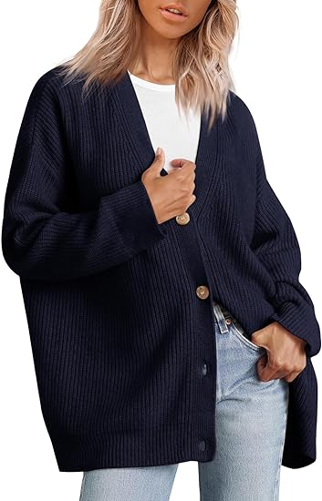 Oversized damesvest met V-hals en knoopsluiting - Aleen