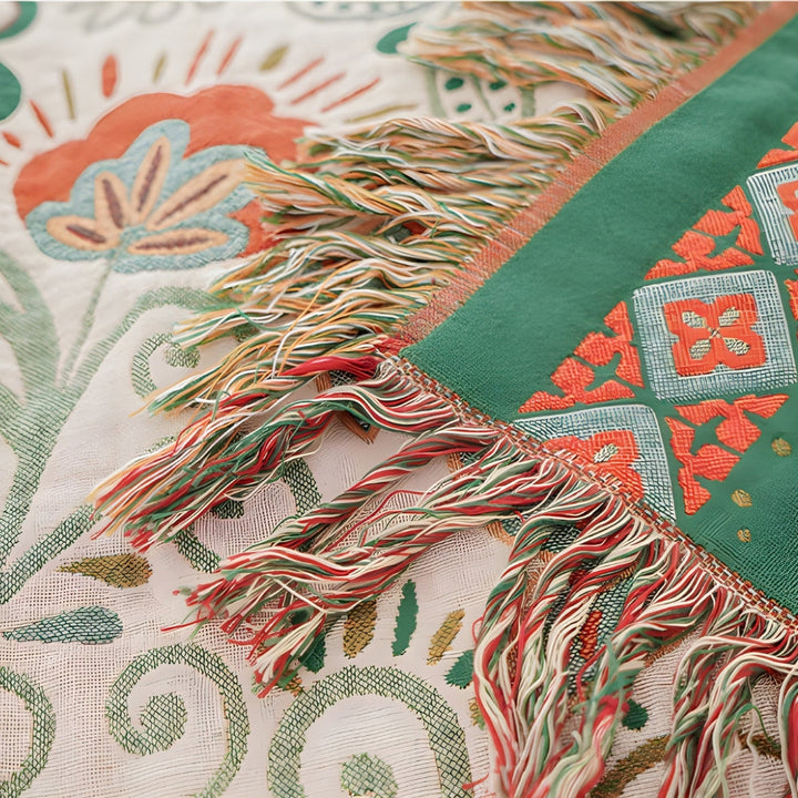 Bohemien omkeerbare bank- en bedplaid met levendig herfstbladerenmotief
