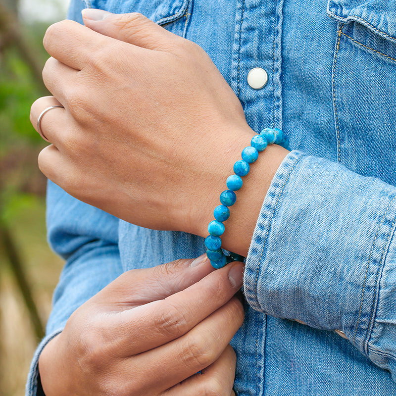 Oceaankristal | Armband van natuurlijke oceaanblauwe apatiet