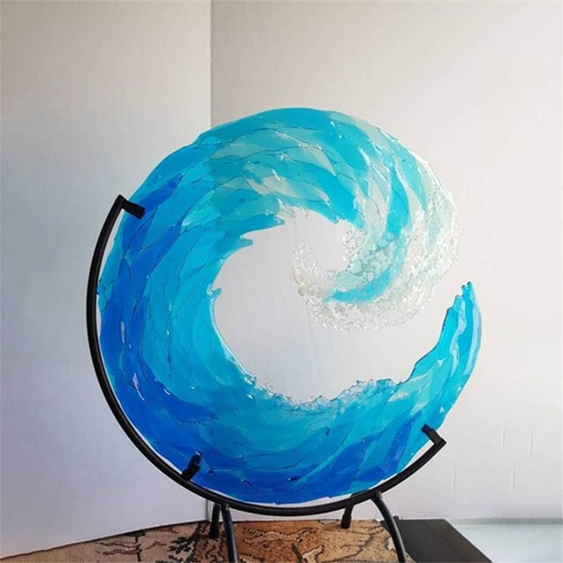 Glazen Sculptuur van een Oceaangolf – AquaWave