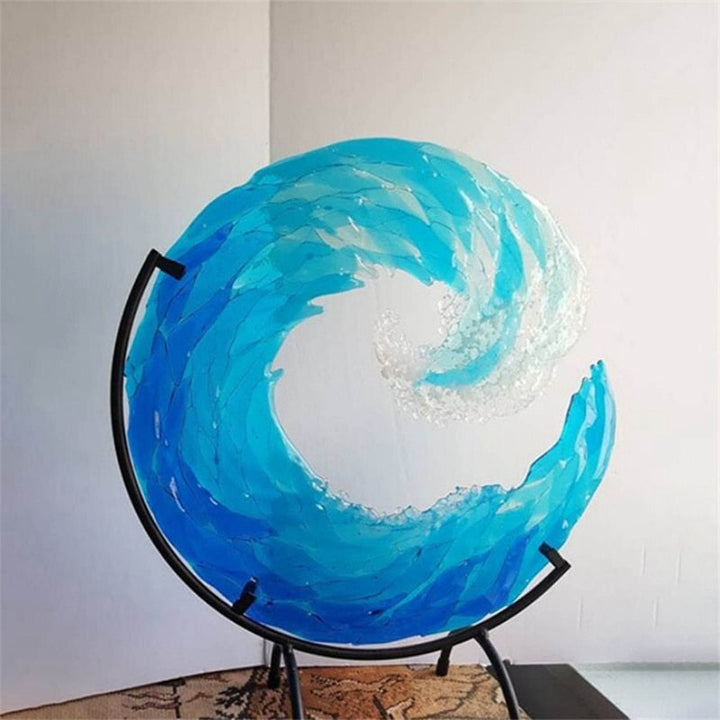 Glazen Sculptuur van een Oceaangolf – AquaWave