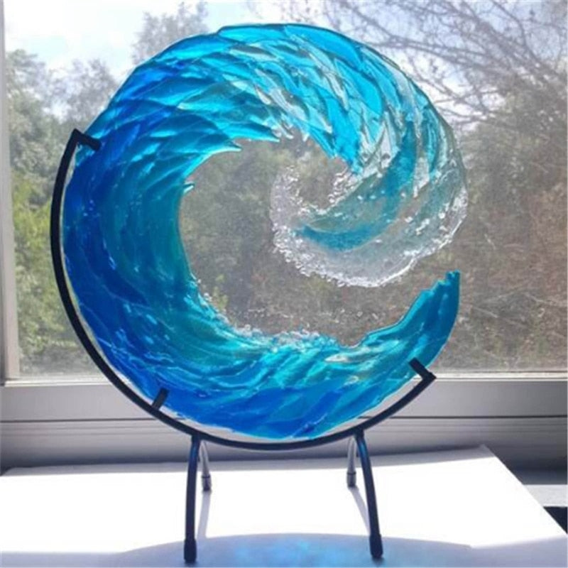 Glazen Sculptuur van een Oceaangolf – AquaWave