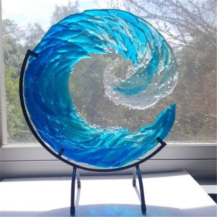 Glazen Sculptuur van een Oceaangolf – AquaWave