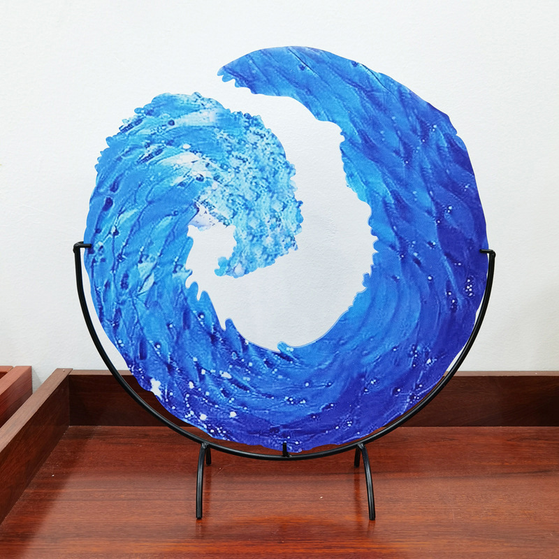 Glazen Sculptuur van een Oceaangolf – AquaWave