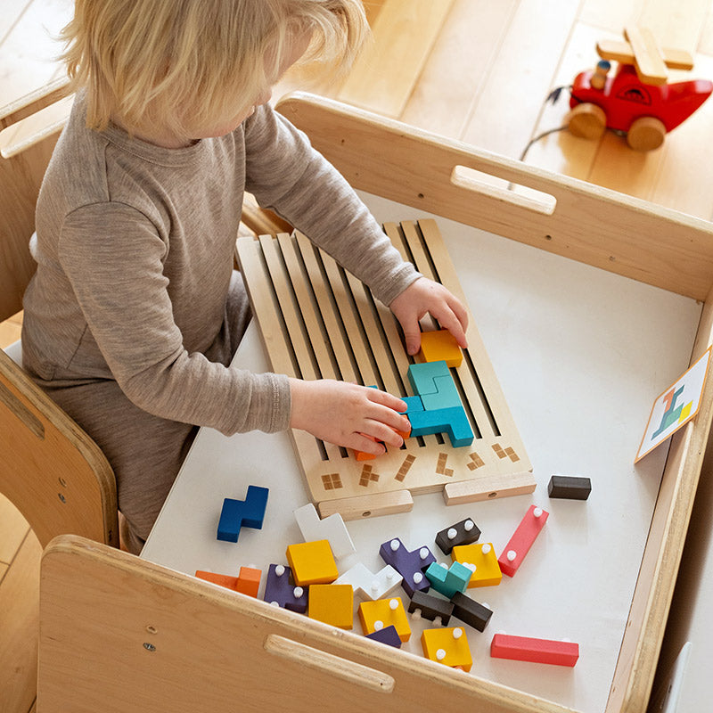 Montessori Tetris-stapelpuzzel van hout – leerspeelgoed