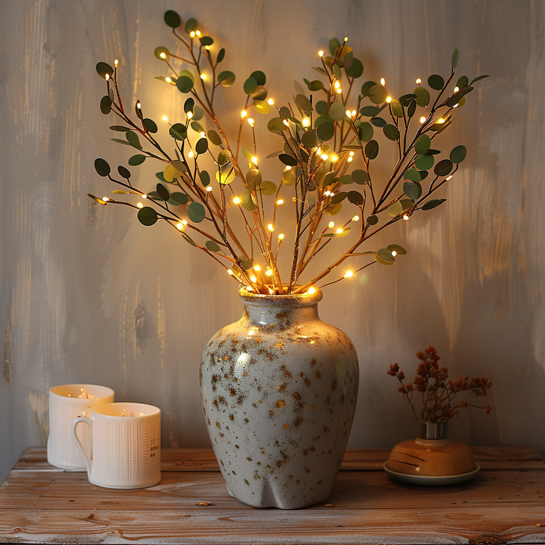 GlowDecor - LED Olijftak Verlichting 70cm | Warm Wit Batterij Decor Licht