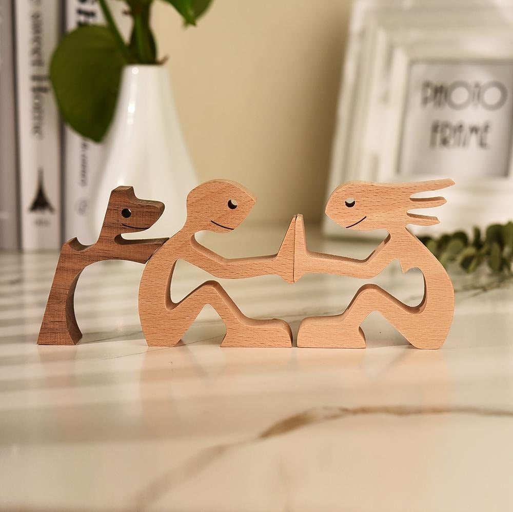 PawBond - Handgemaakt Houten Hond & Mens Sculptuur | Hondenbeeldje