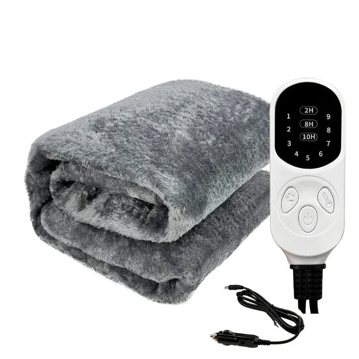 HeatMaster - Wasbare 12V Elektrische Autodeken met Timer en Temperatuurregeling, Perfect voor Winterreizen & Camping