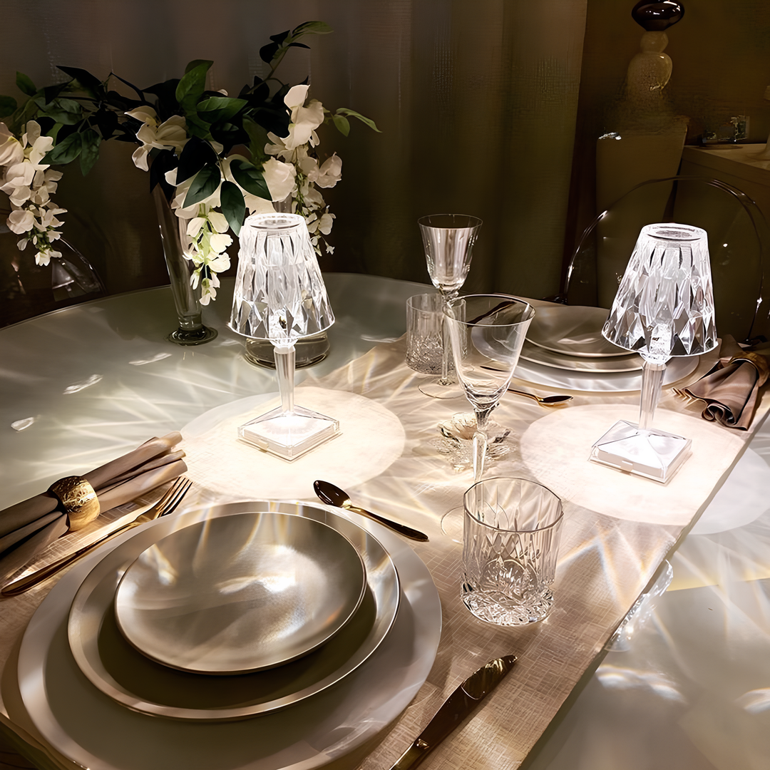 Elegante kristallen accentlamp, dimbare oplaadbare verlichting voor thuis