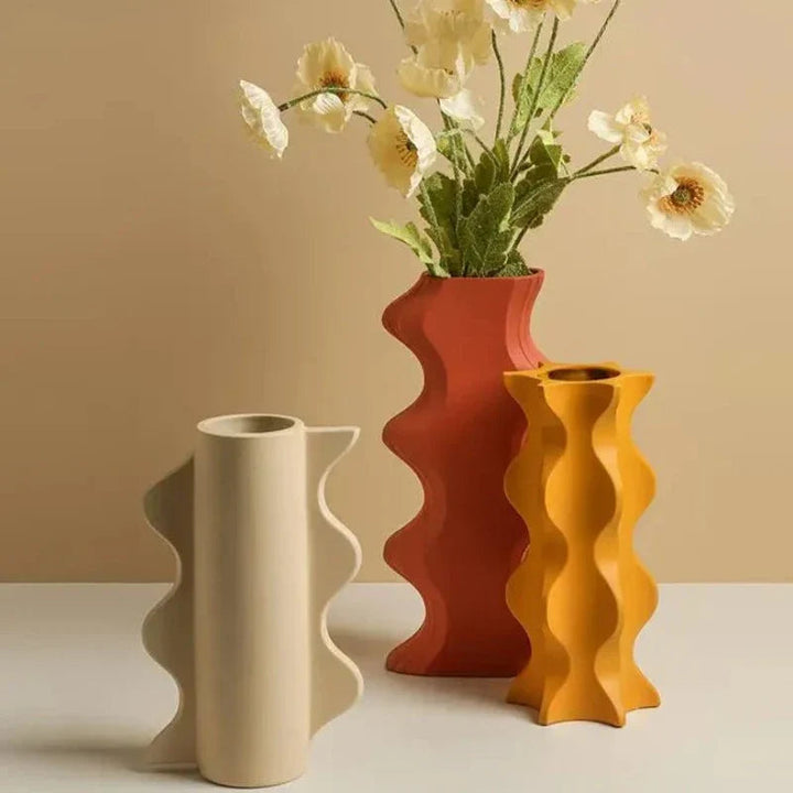 ModernVibe - Geometrische Keramische Bloemenvaas Voor Stijlvolle Woondecoratie