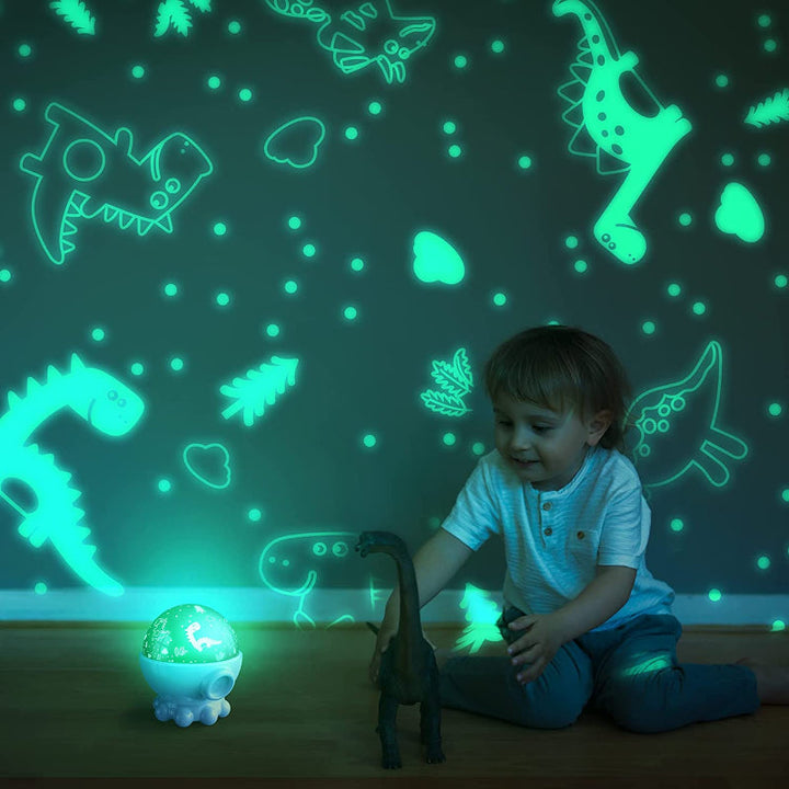 GlowBright - Dinosaurus LED Nachtlamp Met Oceaan & Sterrenhemel Projectie