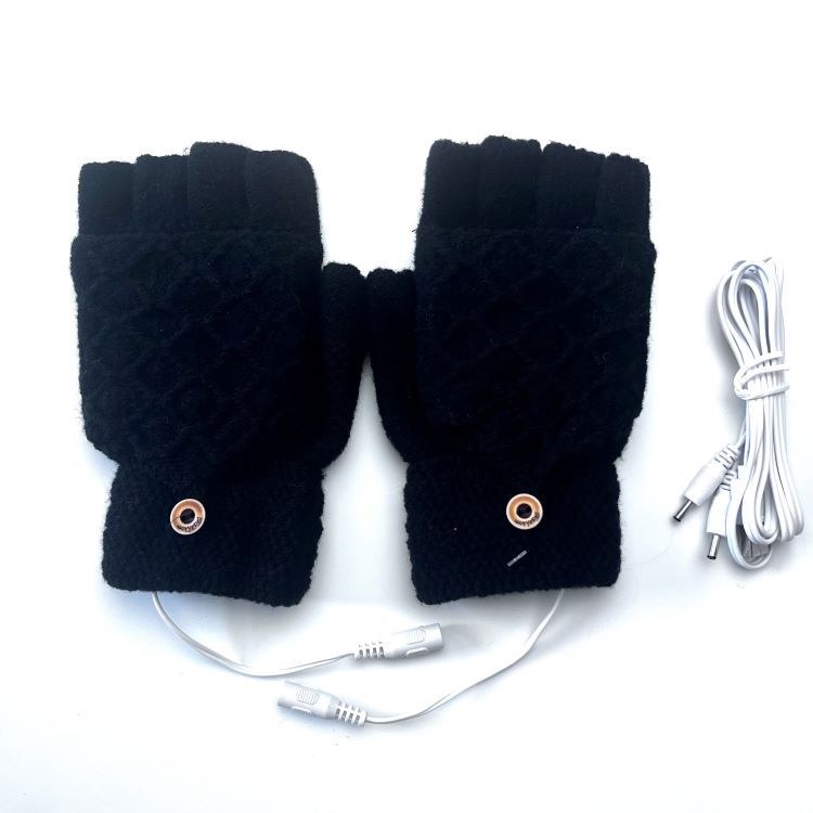 Gebreide USB-handschoenen met klep, verwarmd aan twee kanten
